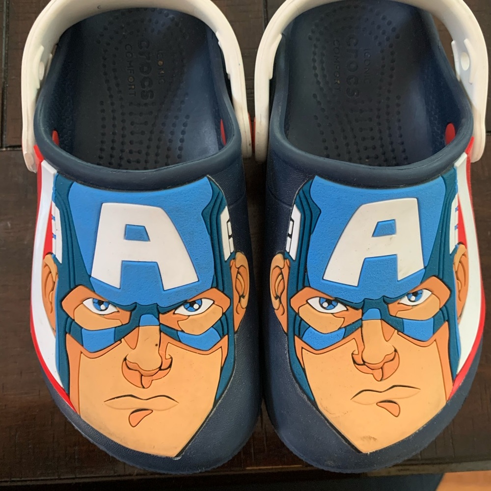 Boys size 12 captain America Crocs